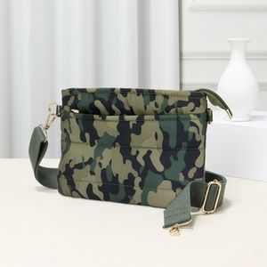 Green Camouflage Puffer Cross Body Bag Purse Casual Womens Fashion Accessory